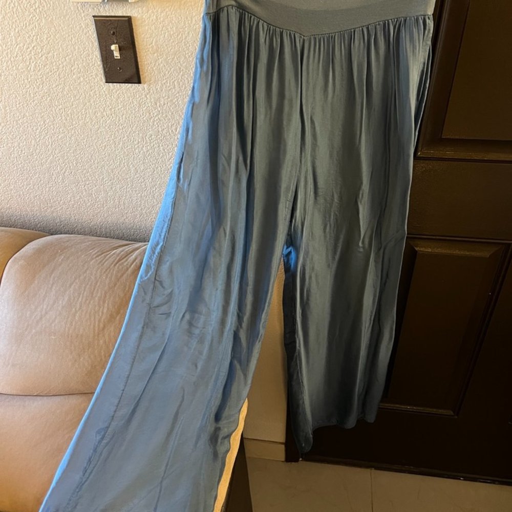 MADE IN ITALY Blue silk blend palazzo pants